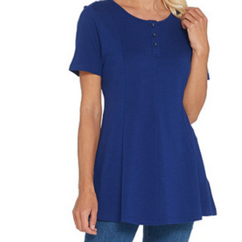 Essentials Round Neck Fit and Flare Henley Knit To